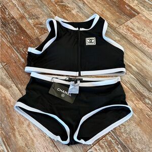 CHANEL Black and White swim Sports Ensemble